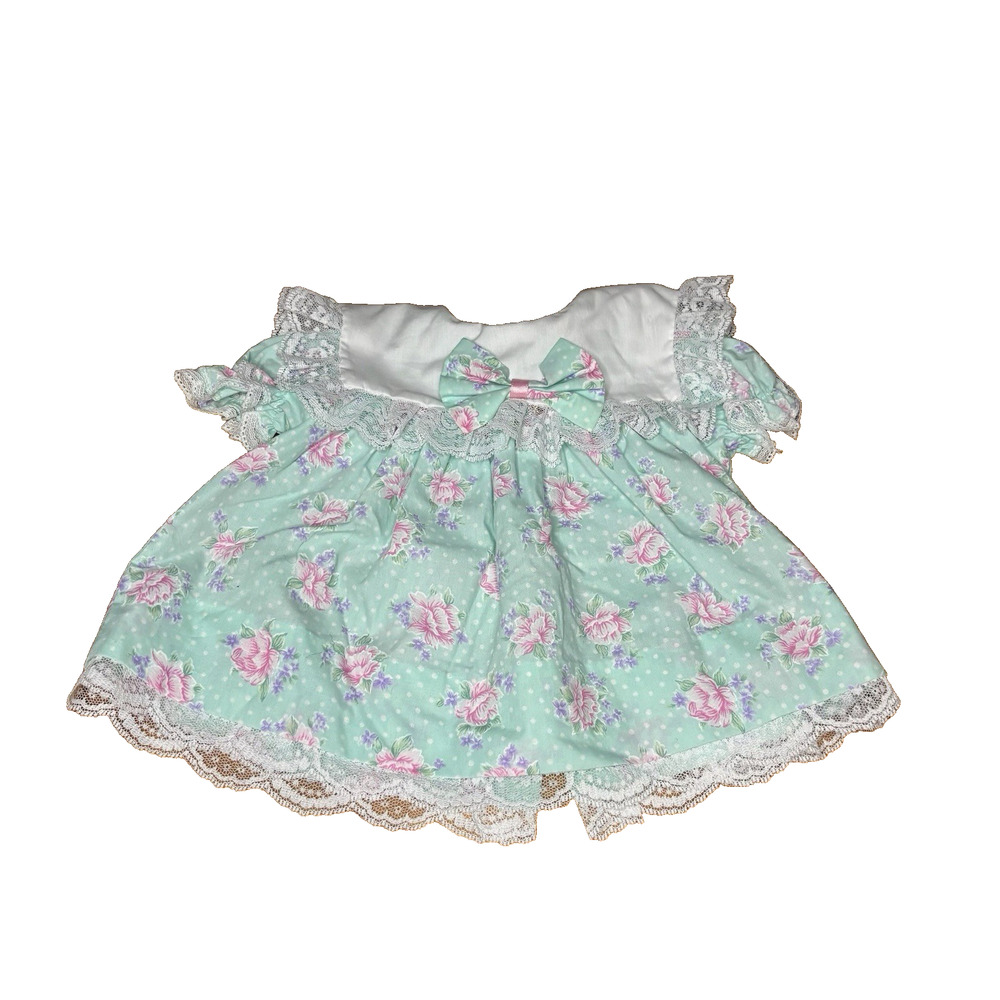 VTG Bryan & Co. Baby Girls Dress Size 0-3 Months Pastel Green Pink Floral Lace T